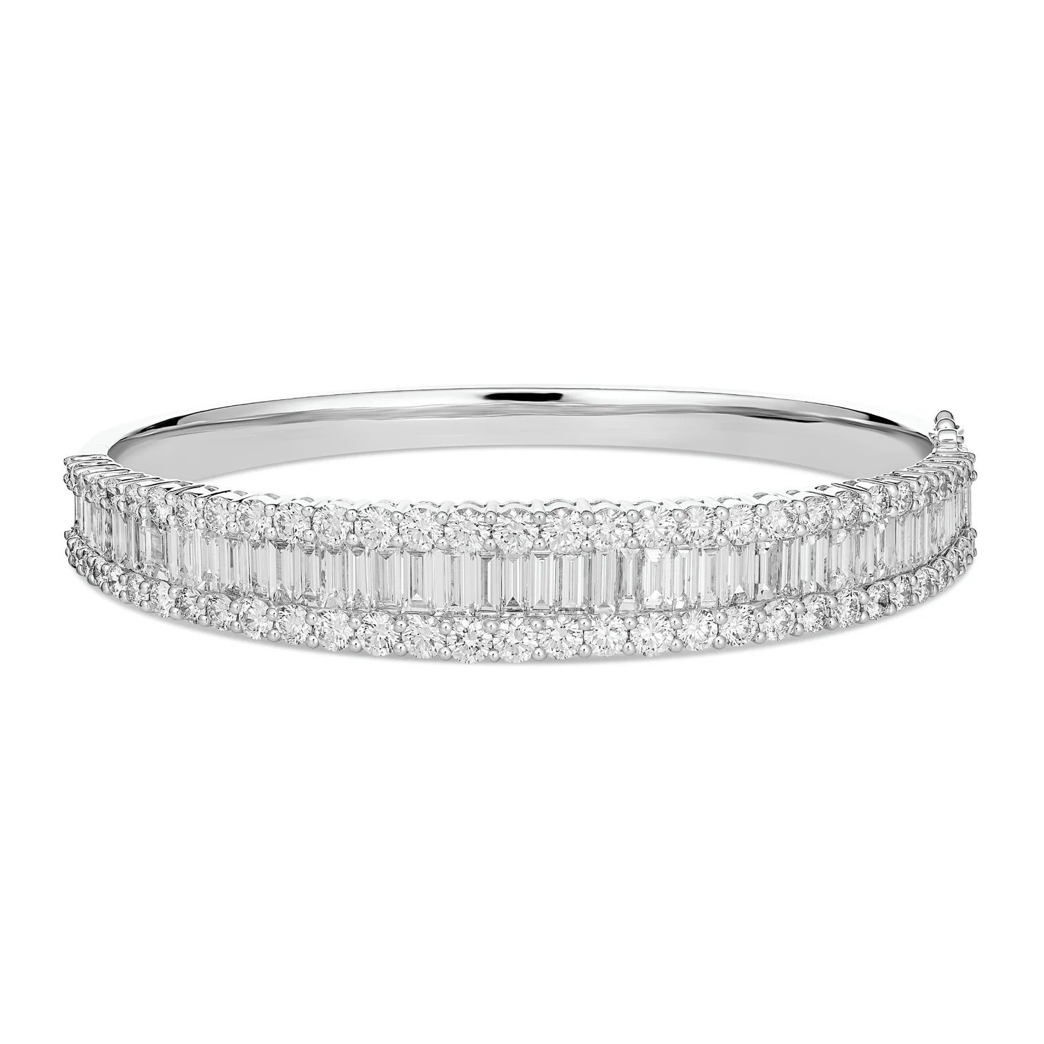 Baguette and round diamond bangle