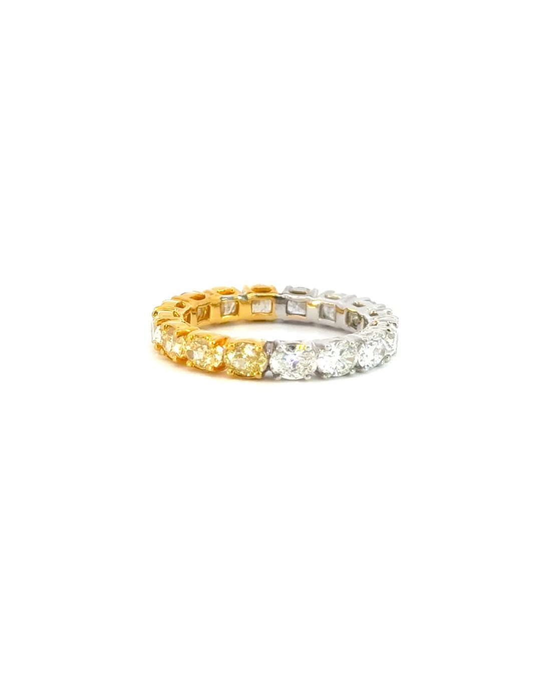 Oval Yellow and white diamond band