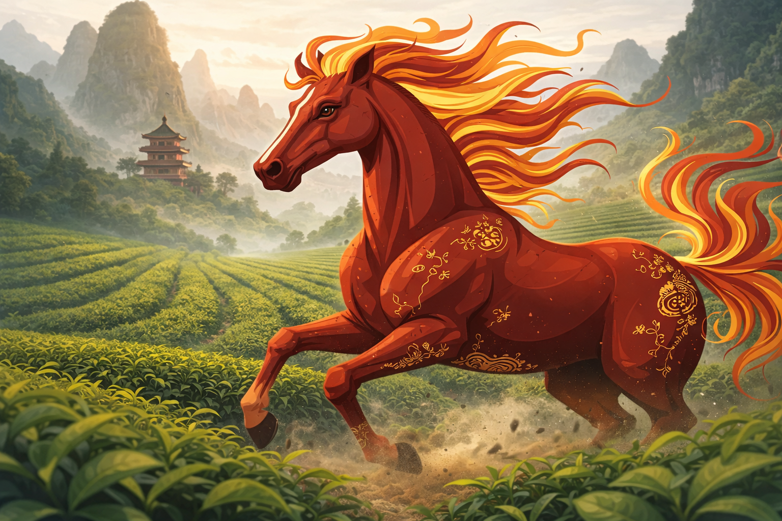 Fire horse lunar new year dark monk tea