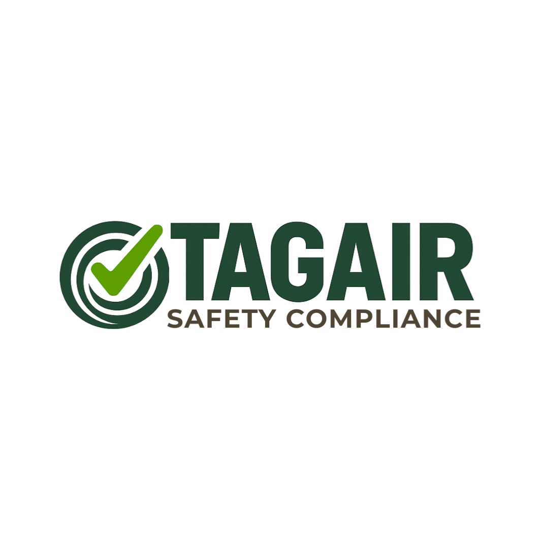 Logo for Tagar Safety Compliance featuring a checkmark inside a circle and the text 'TAGAR' in bold green letters below, with 'SAFETY COMPLIANCE' underneath.