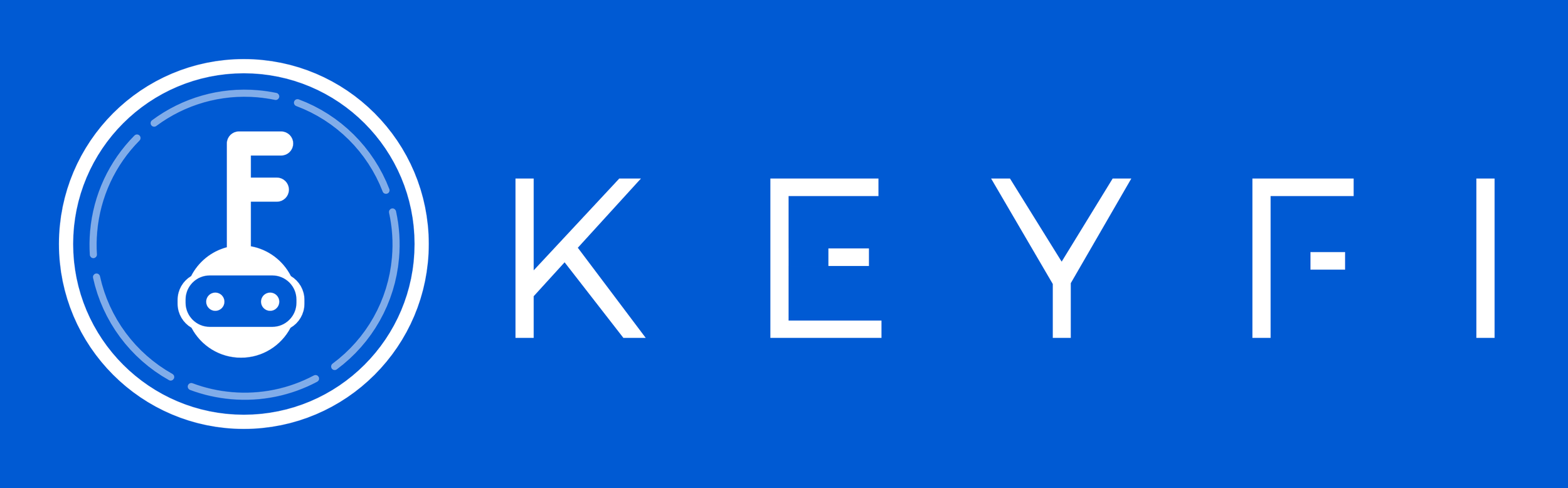 Blue background with a white circular icon of a robot's head and the word 'KEY-EV' in white capital letters.