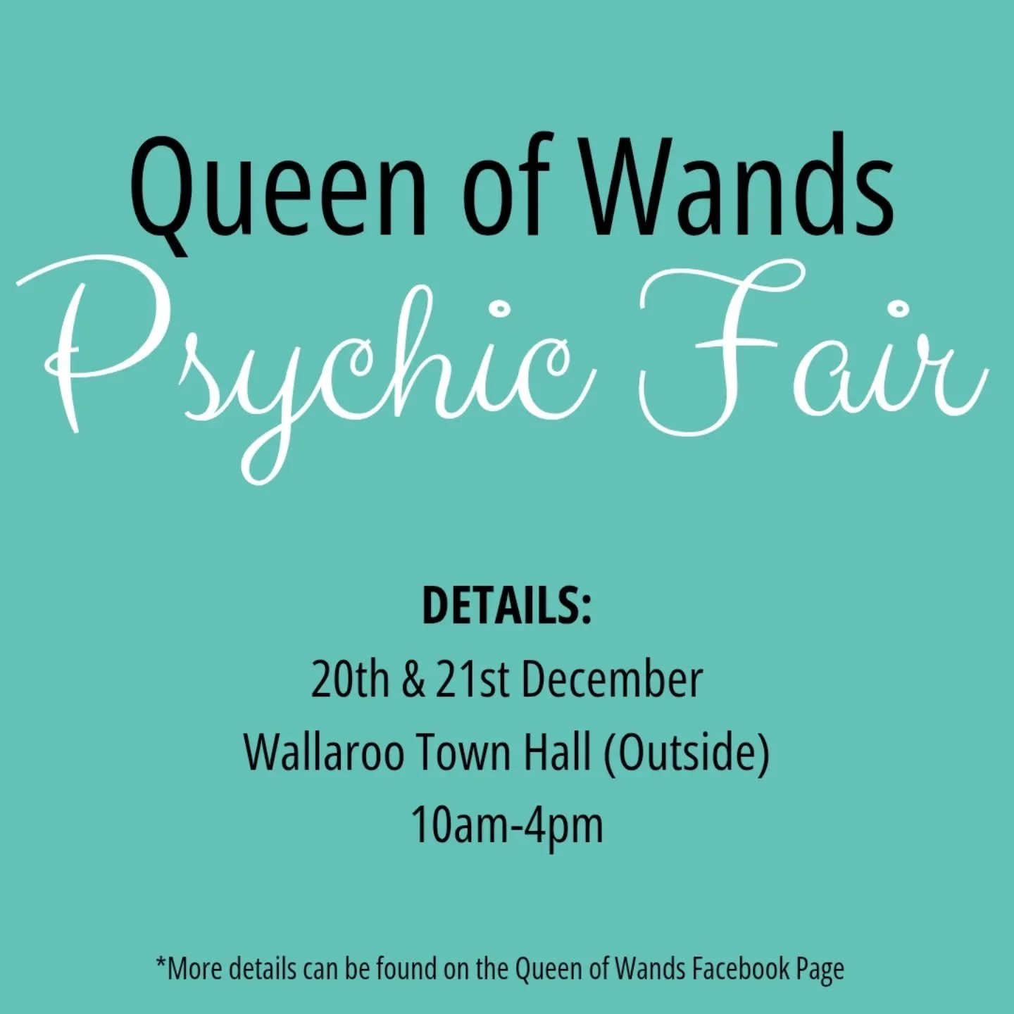 🦋 WALLAROO &amp; YORK PENINSULA 🦋

WHERE: Wallaroo Town Hall - I'll be outside 🥰
DATES: 20th &amp; 21st December
TIME: 10am-4pm (both days)

Come and see me for a reading at my last market of 2025!

There will be a Market Special as well as Tarot 