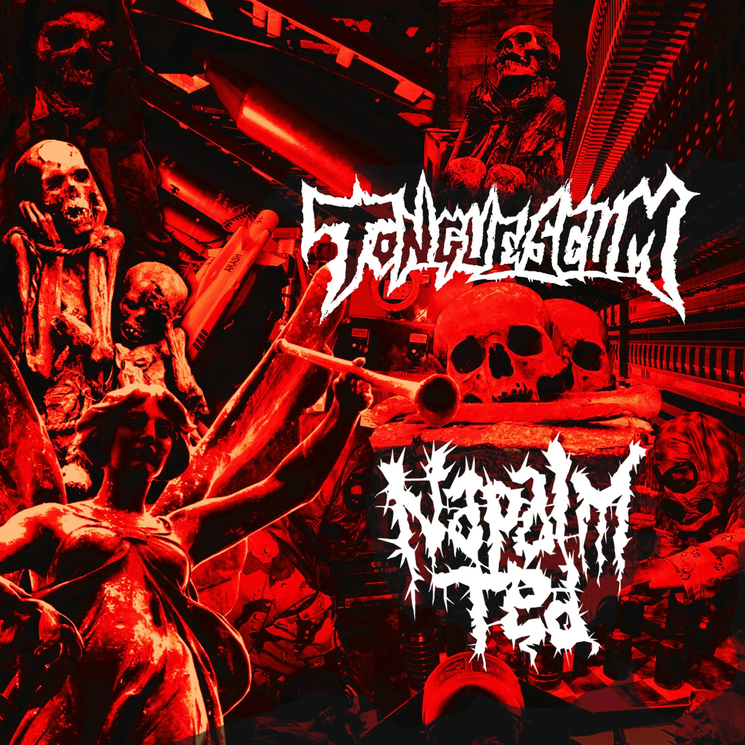 Album cover of a split album by Napalm Ted and Tongue Scum