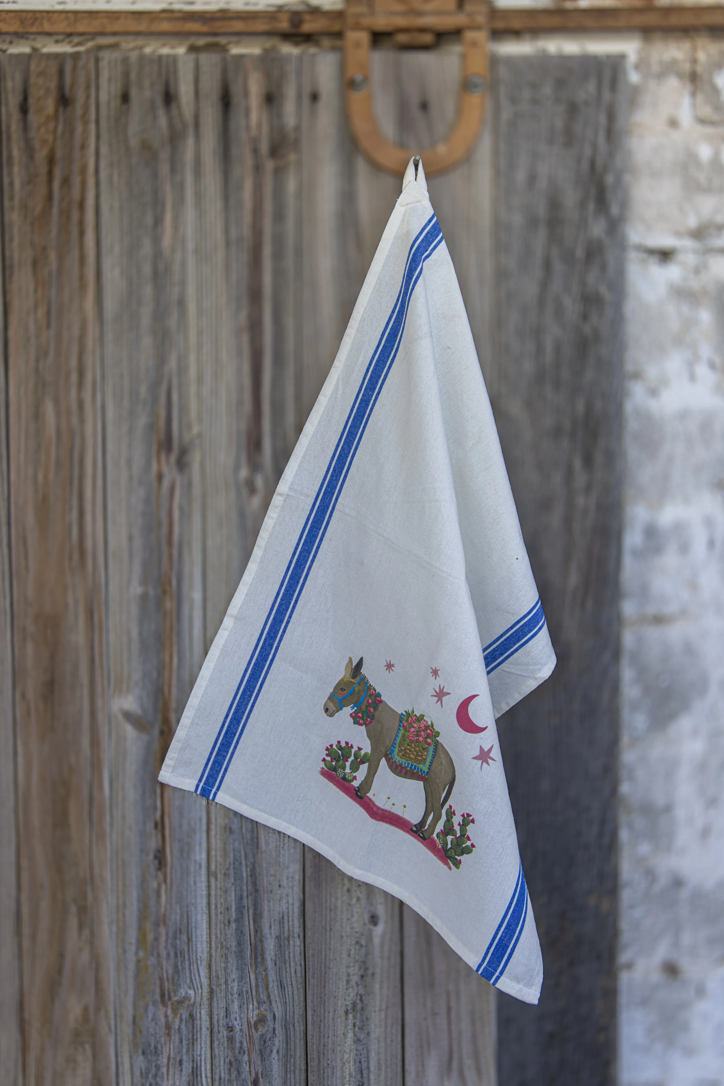 Blue Stripe Donkey Tea Towel