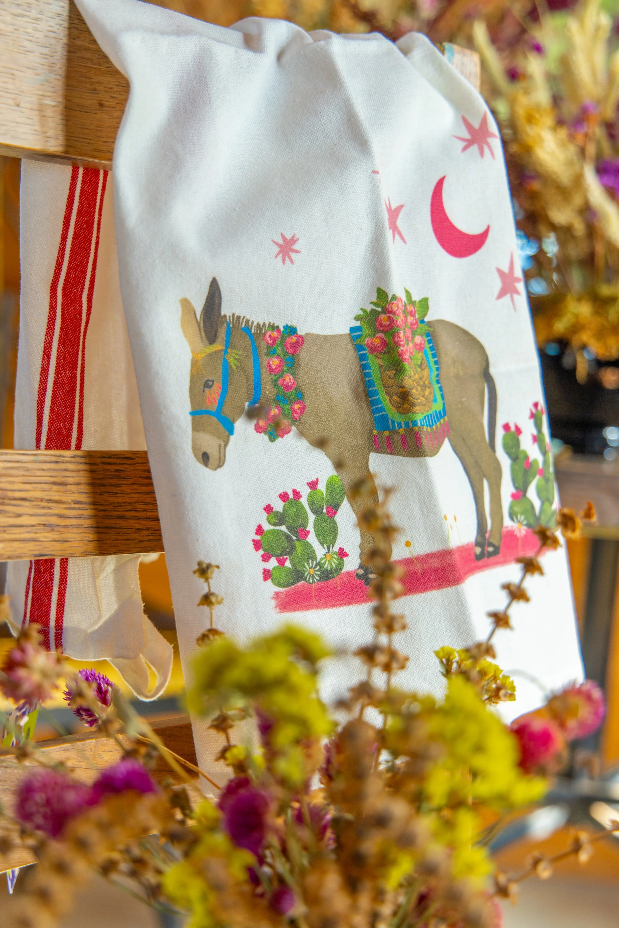 Red Stripe Donkey Tea Towel