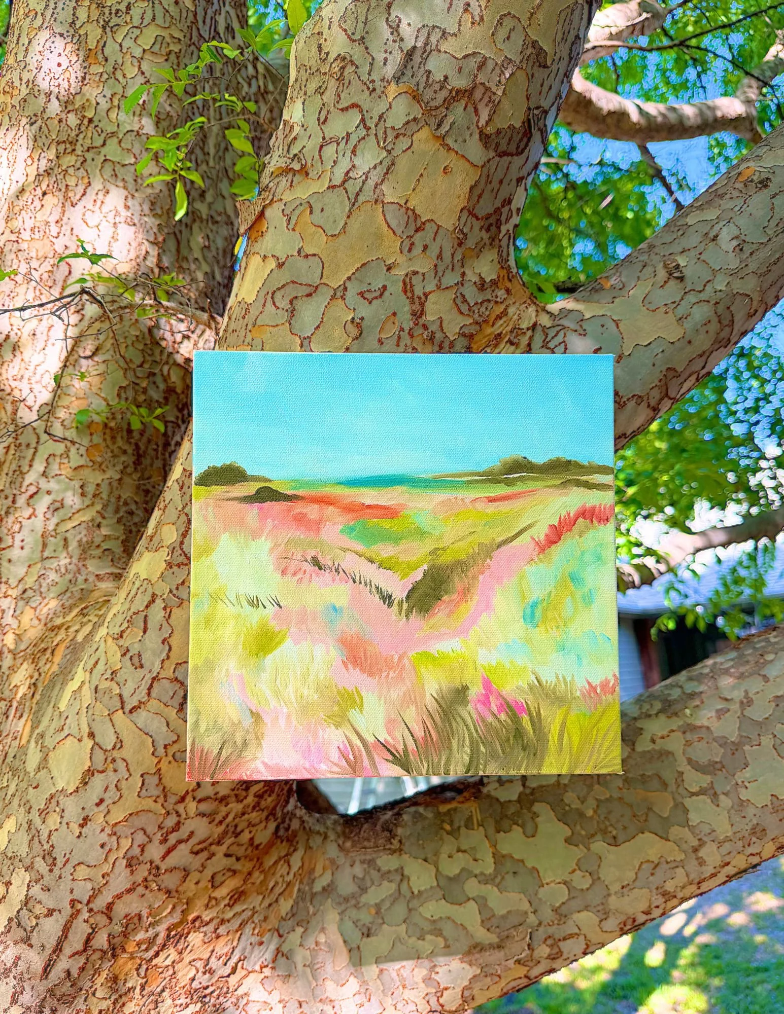 Tranquil Pink Landscape Oil Painting