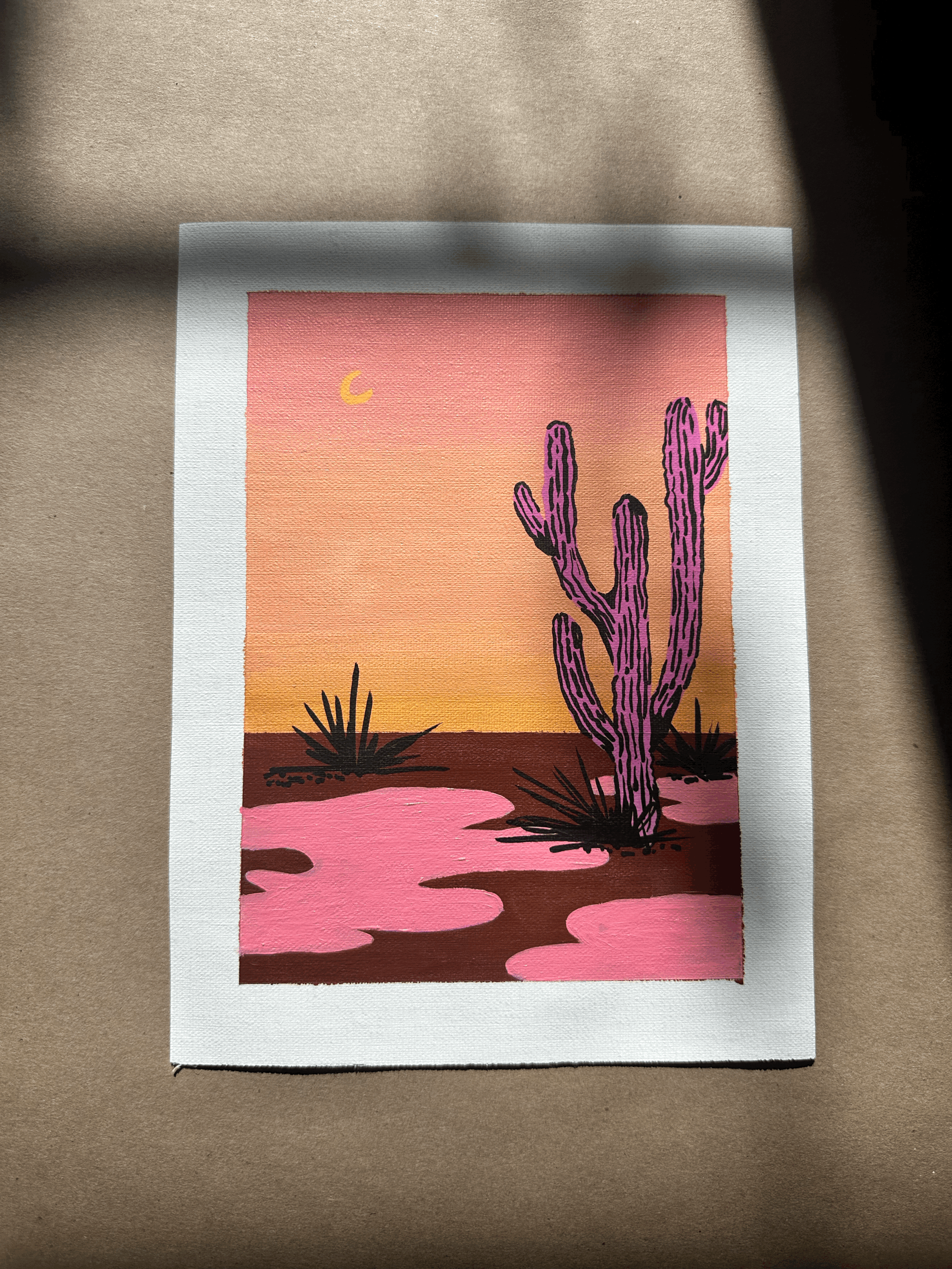 Pink Cactus Sunset (Vertical)