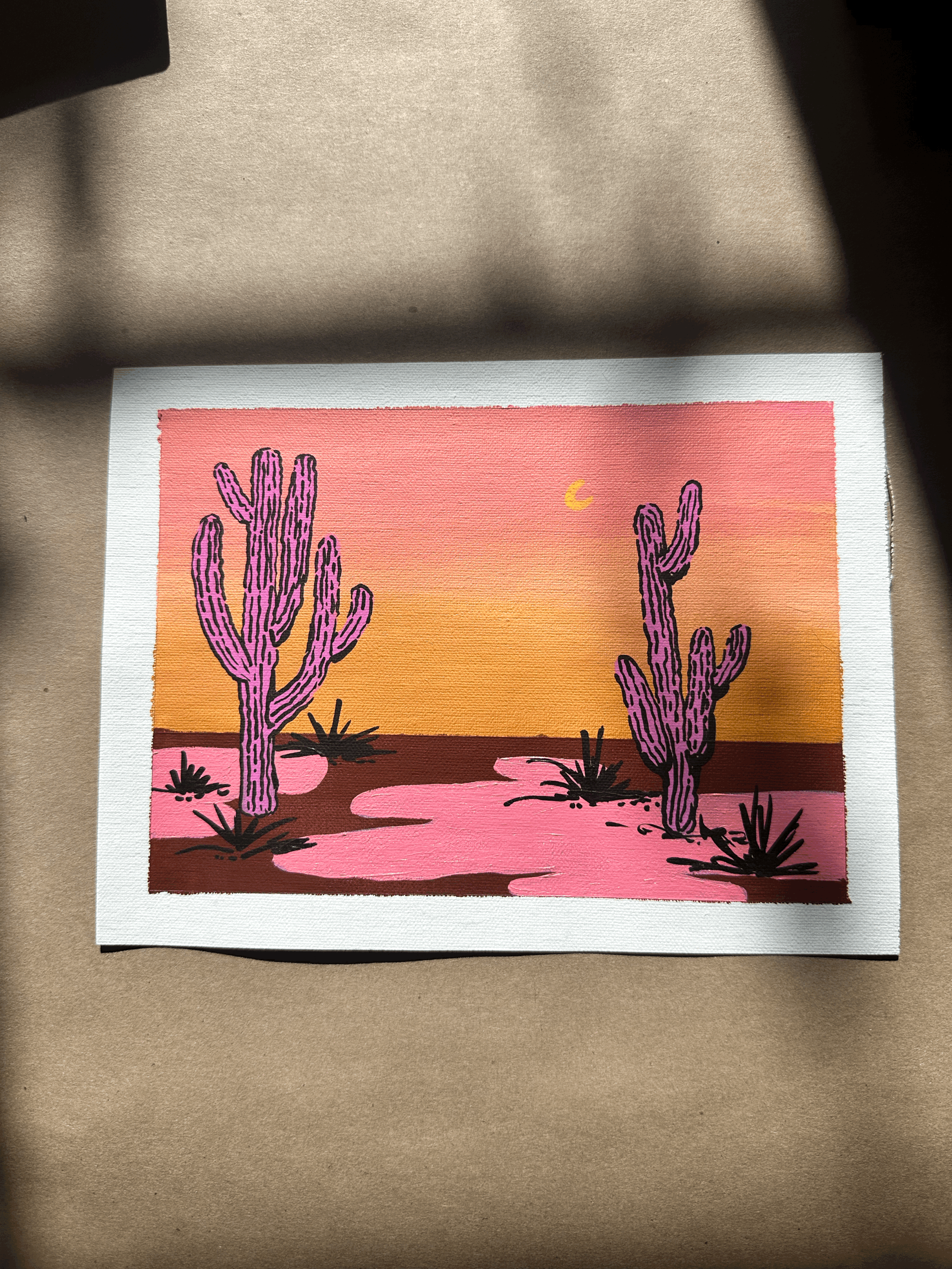 Pink Cactus Sunset (Horizontal)