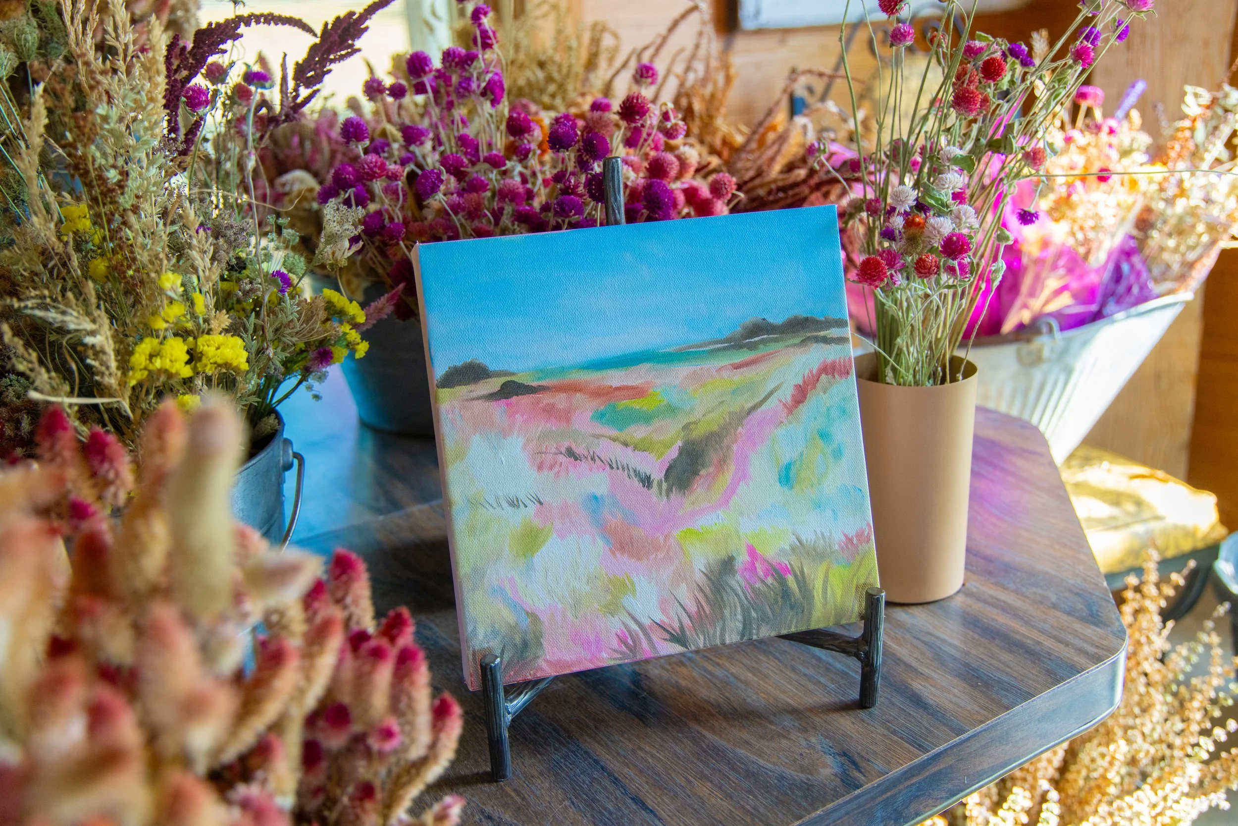 Tranquil Pink Landscape Oil Painting