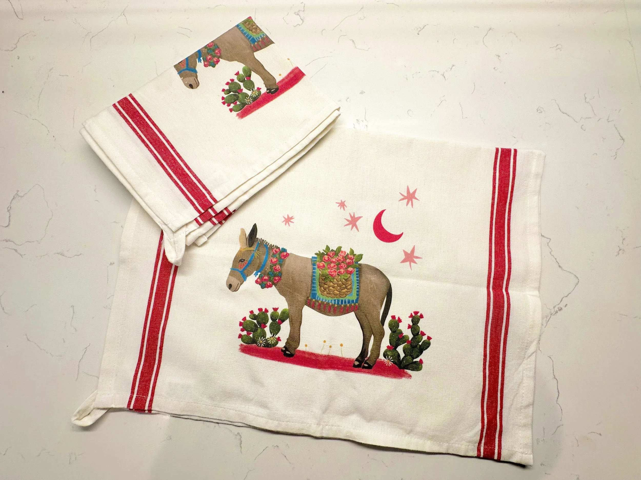 Red Stripe Donkey Tea Towel