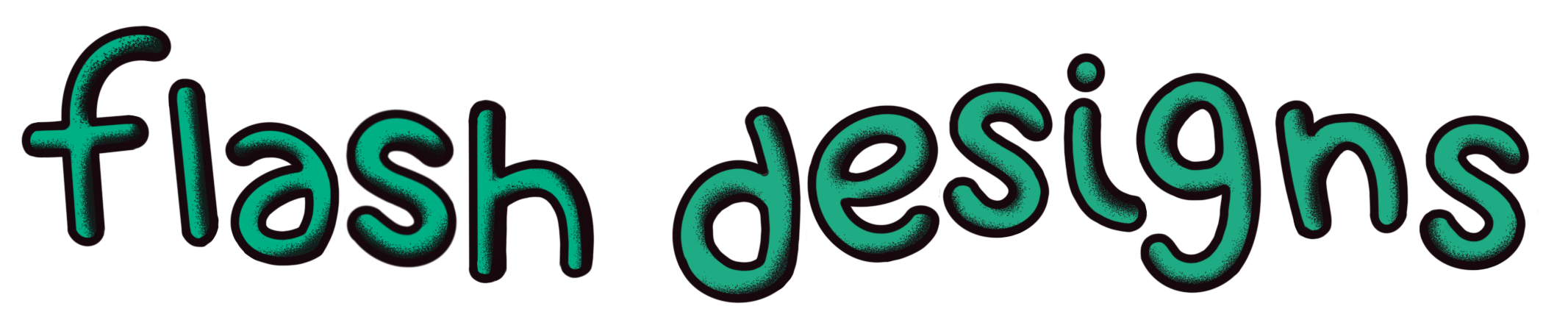 Neon-style text reading 'flash design' in teal color on a black background.