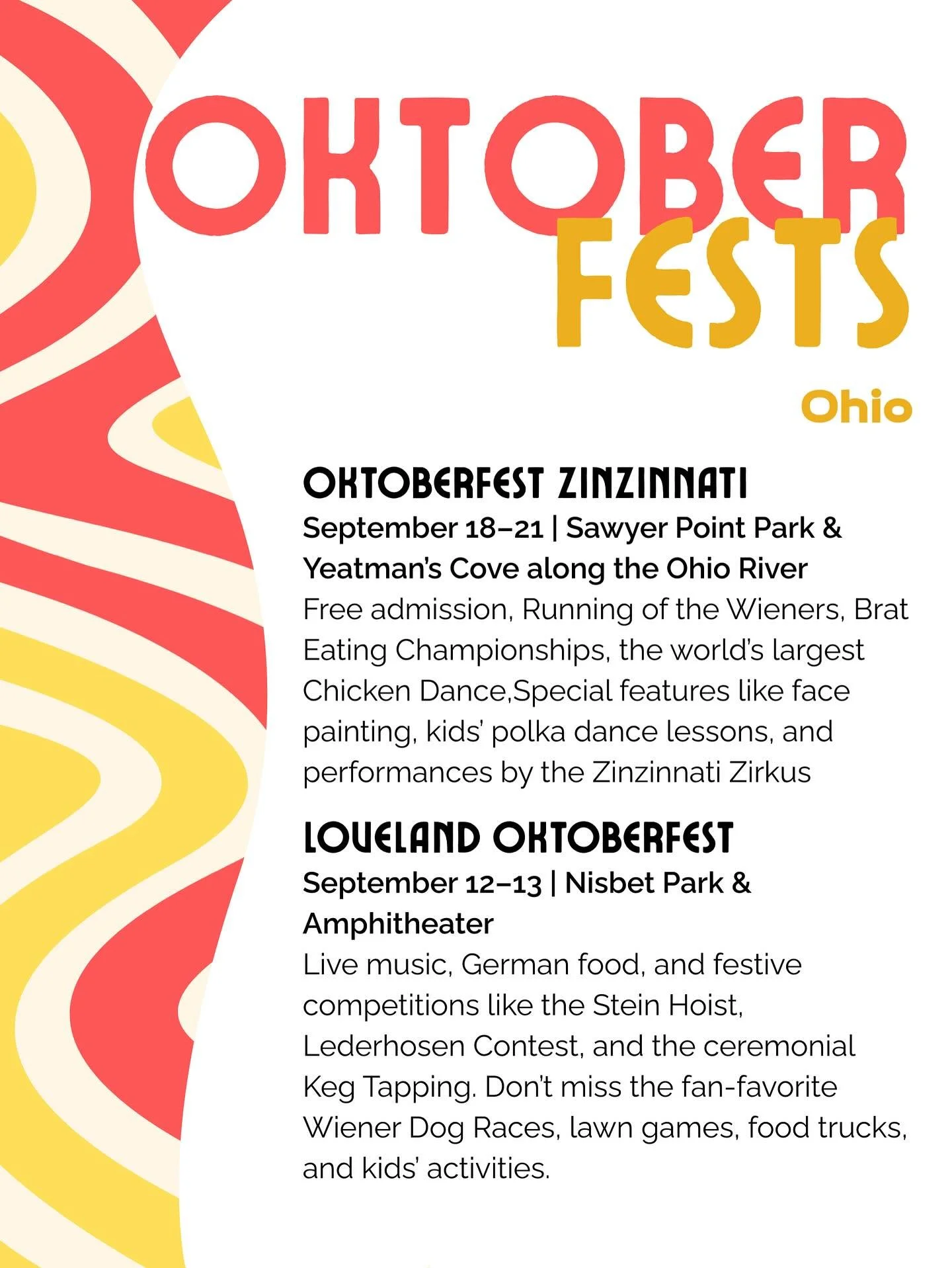 We&rsquo;ve updated the list, so grab your pretzels and steins! 🎉🍺 Oktoberfest season has arrived, and Ohio is full of family-friendly fests to celebrate German heritage. Think live music, delicious eats, and our favorite games: stein holding and s