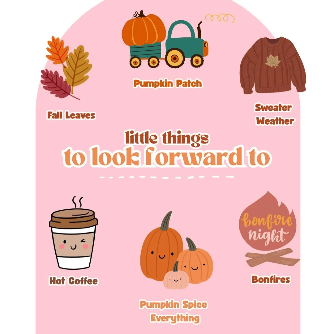🍂 The little things make fall so special: colorful leaves, cozy sweaters, pumpkin patches, hot coffee, bonfires, and of course pumpkin spice everything 🎃☕

What are you looking forward to most this season?