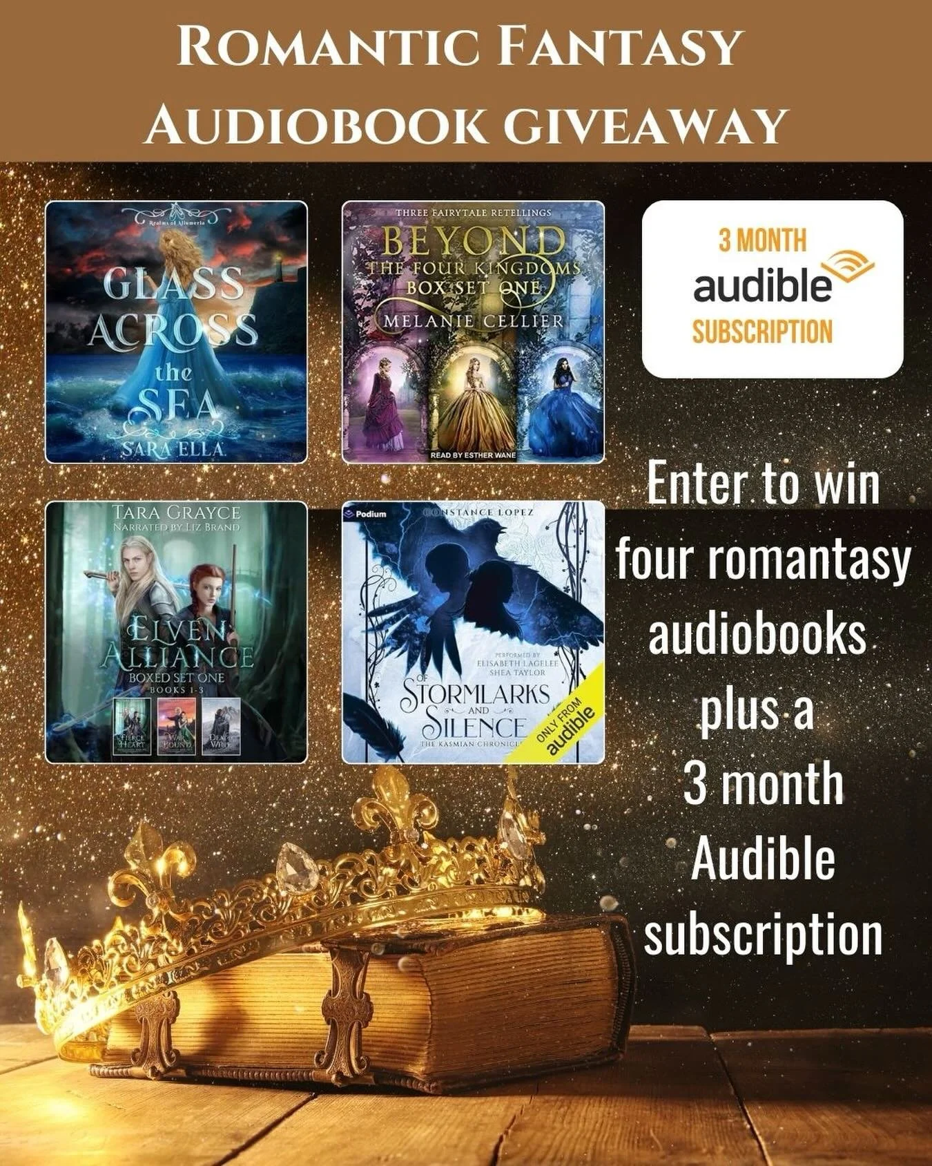 It&rsquo;s time for another audiobook giveaway! The Finding Fantasy Reads podcast and its featured authors are giving away four romantic fantasy audiobooks with over 77 hours of listening time, plus a 3 month audible subscription. If you&rsquo;ve bee