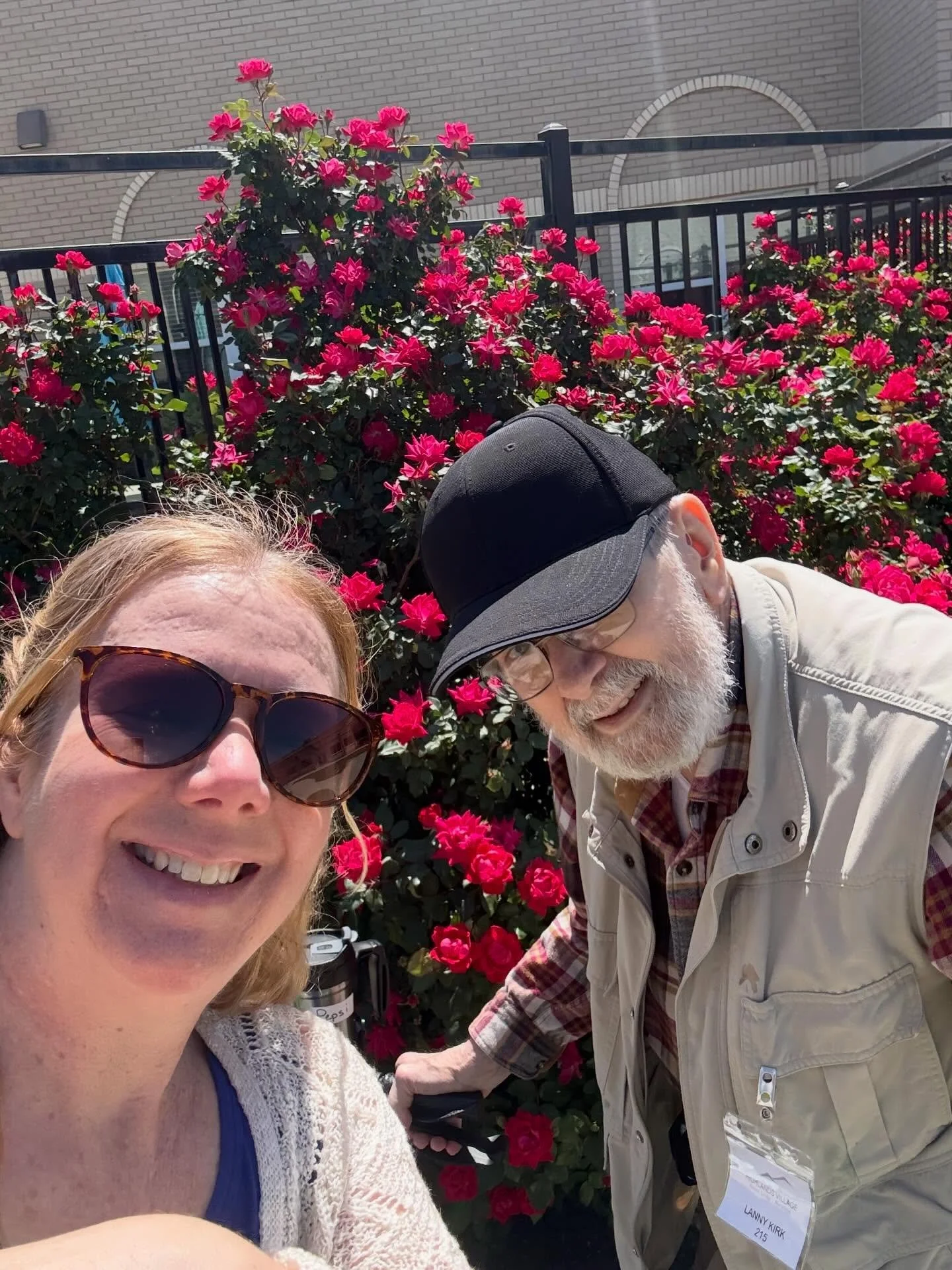 Enjoying a moment with Dad and the flowers. ❤️❤️. Happy Palm Sunday. The Lord is coming ❤️❤️❤️