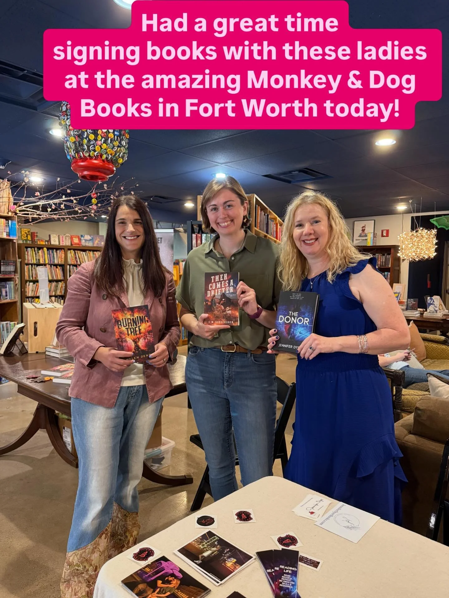 What local bookstores do you love? If you are in or near the Fort Worth area, definitely check out @monkeyanddogbooks 
A huge thanks to Monkey and Dog Books for the opportunity to meet so many local readers today! 

And I am so grateful for these two