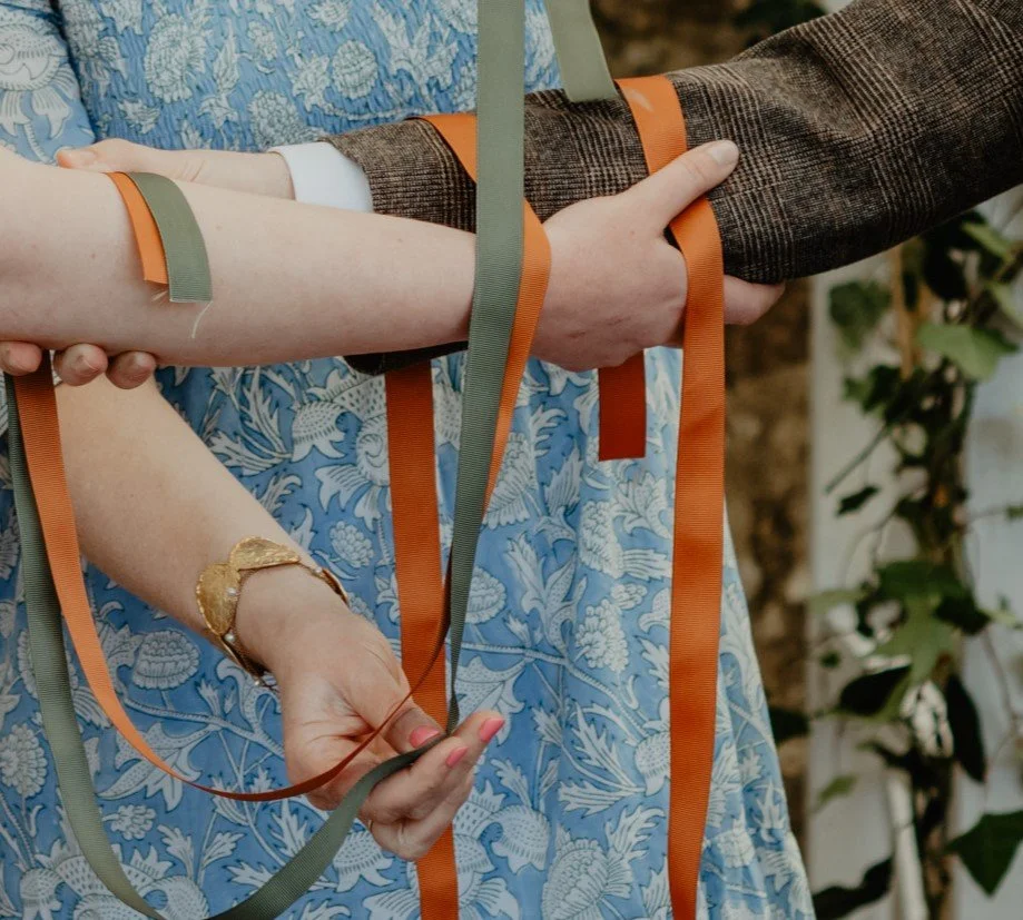 Handfasting for a wedding ceremony.