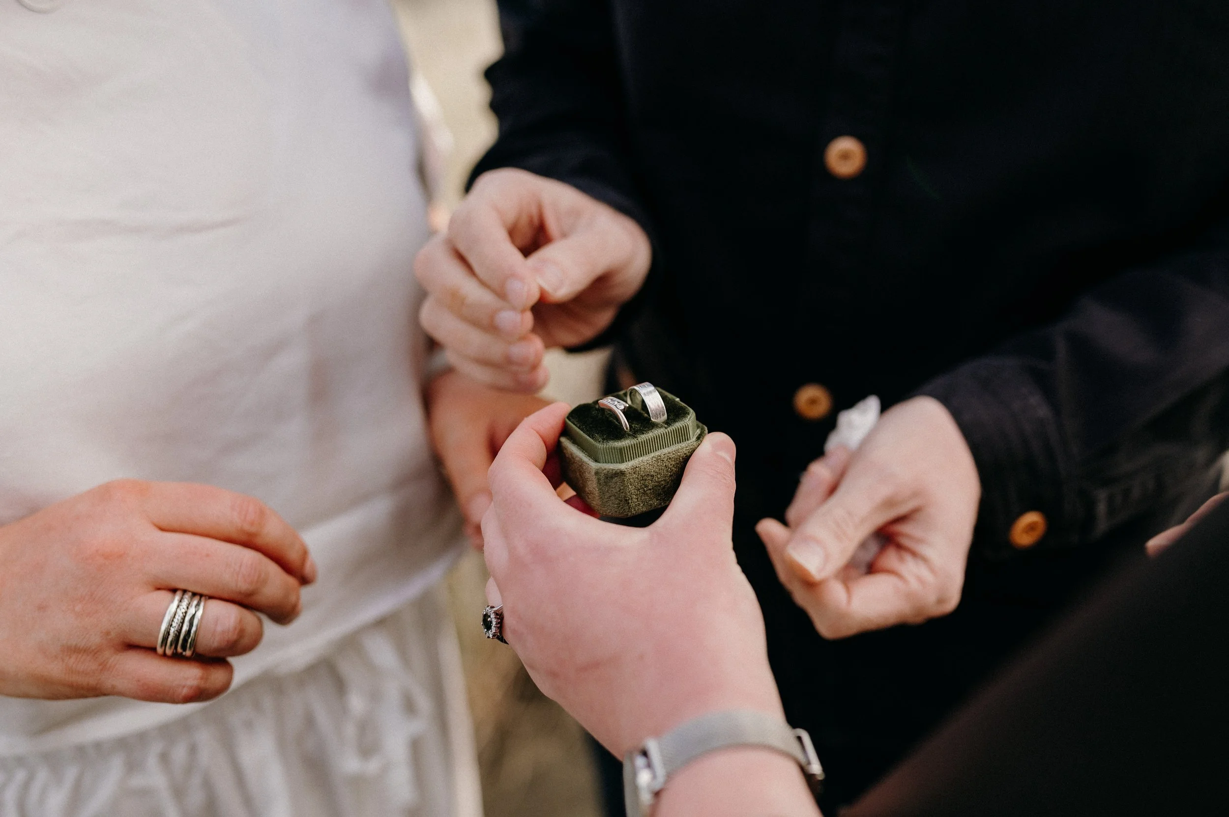 Ring exchange in a wedding ceremony.