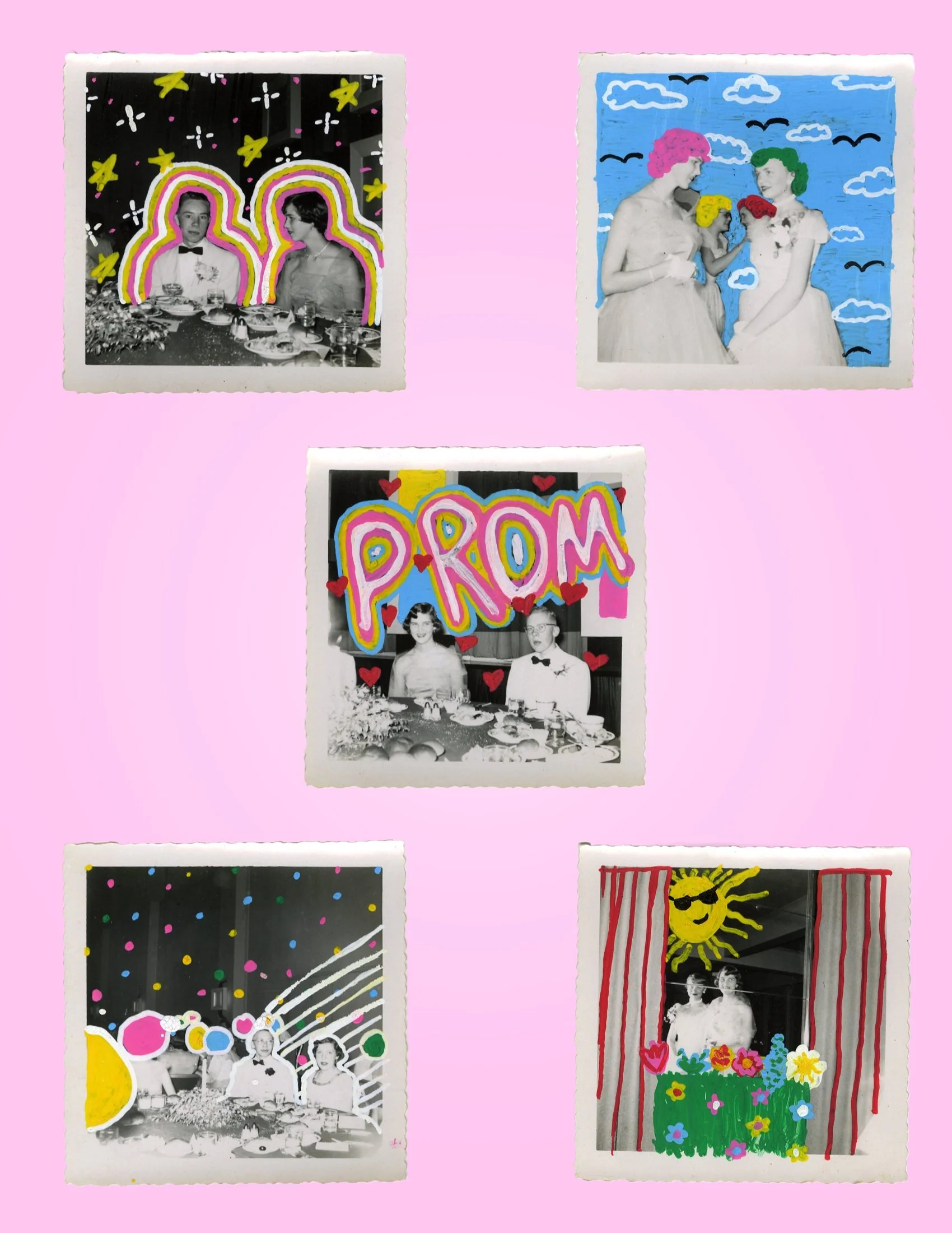 posca marker on found photographs
