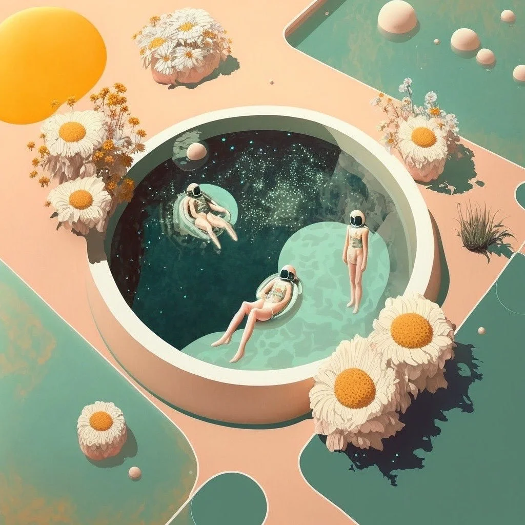 space pool girls 🪐🪷
 
 
 
 
----
#aiart #midjourney #aidesign #aivisuals #imaginedplaces #outerspace #designmidjourney #aiartcommunity #scifiart #midjourneygallery #midjourneyai #ethereal #ethereal_moods #dreamspace #midjourneyart #celestialart #su