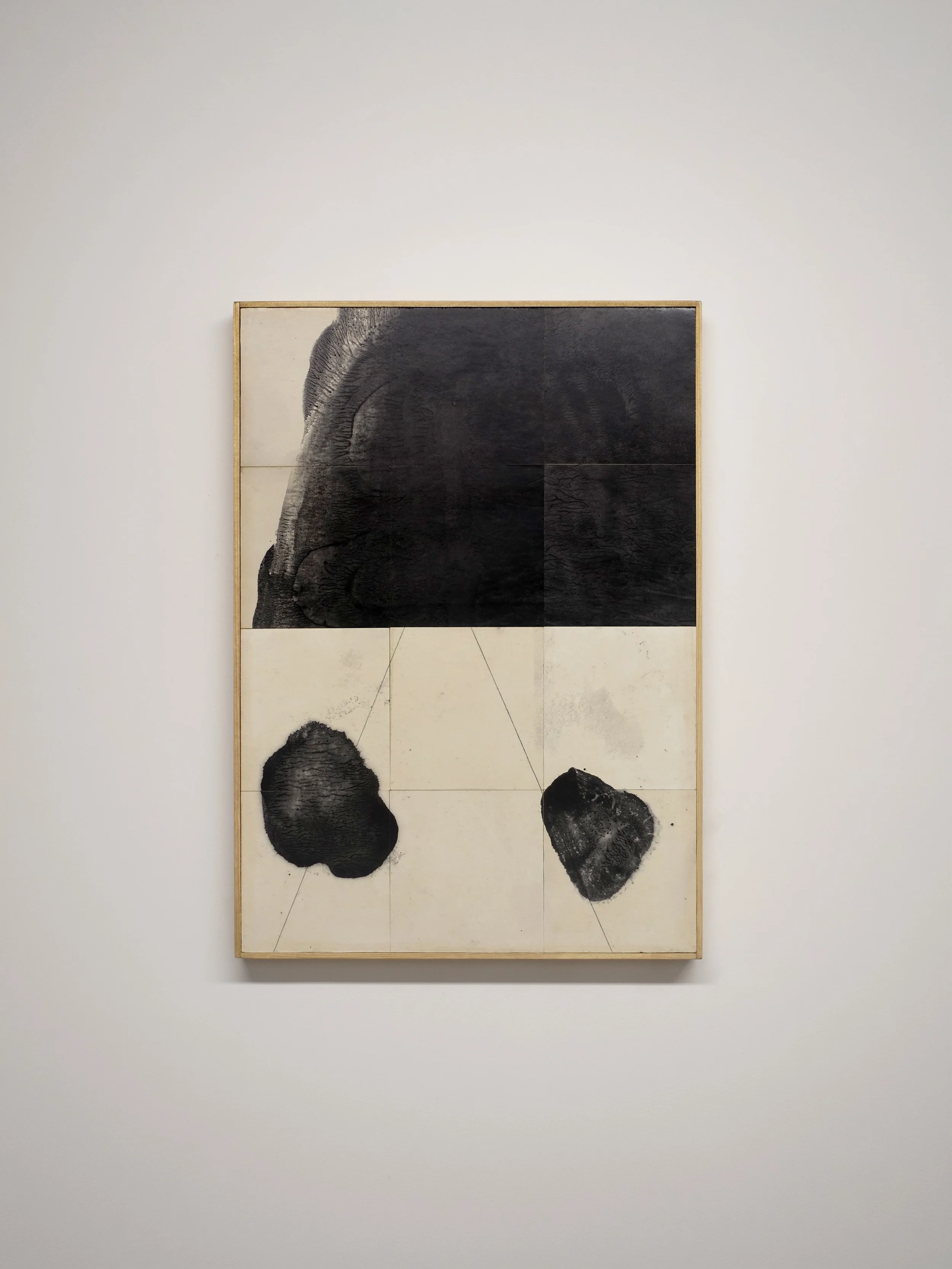 System Trace 10, Mixed media collage on wood panel, 43x60cm, 2026
