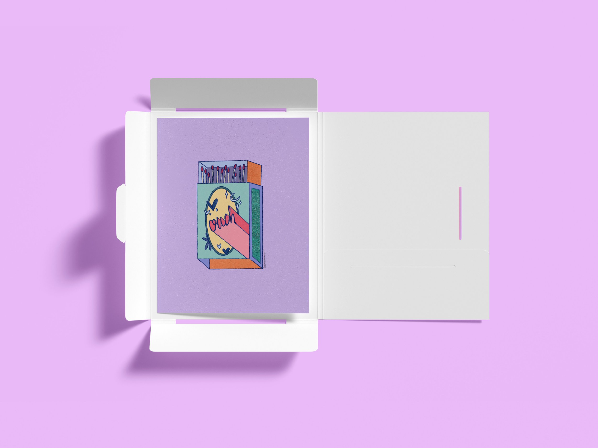 Postkarte mit Streichholzschachtel