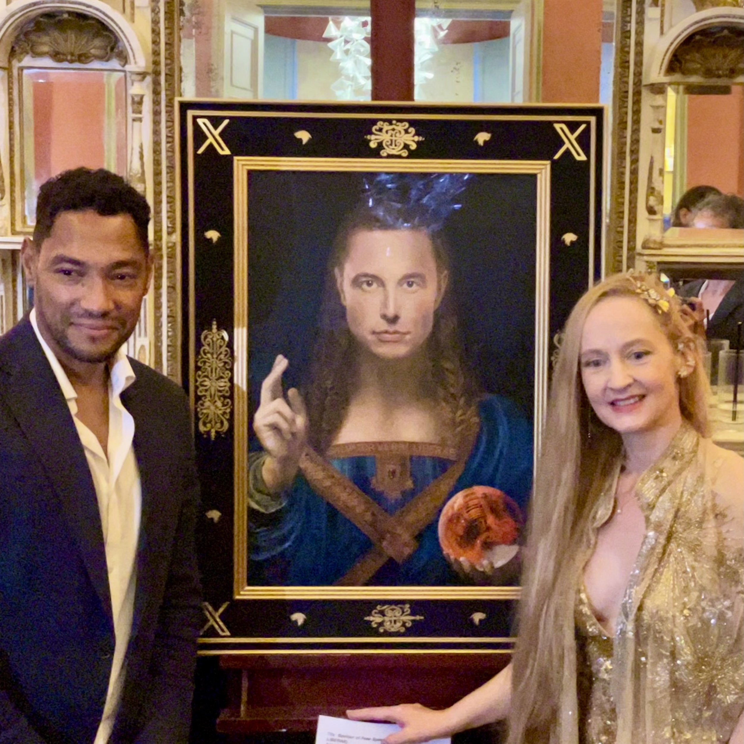 The founder of the Dubel Prize Damian Dubel with the artist, Ellie Damant.