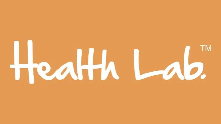 health lab logo white on orange background