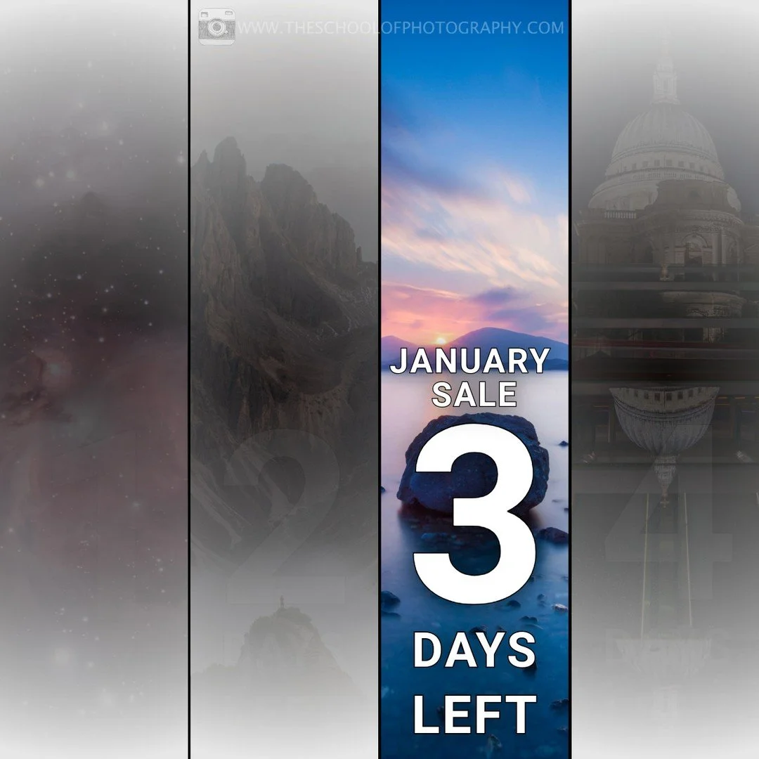 📸 3 DAYS LEFT TO SAVE 20% 📸⁠
⁠
If improving your photography is on your list this year, now&rsquo;s the perfect time. Learn from professional photographers and build skills that last ✨⁠
⁠
Use code JAN26 at checkout ➡️ https://www.theschoolofphotogr