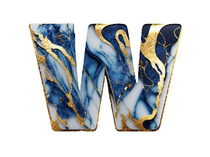 Letter W in blue and gold