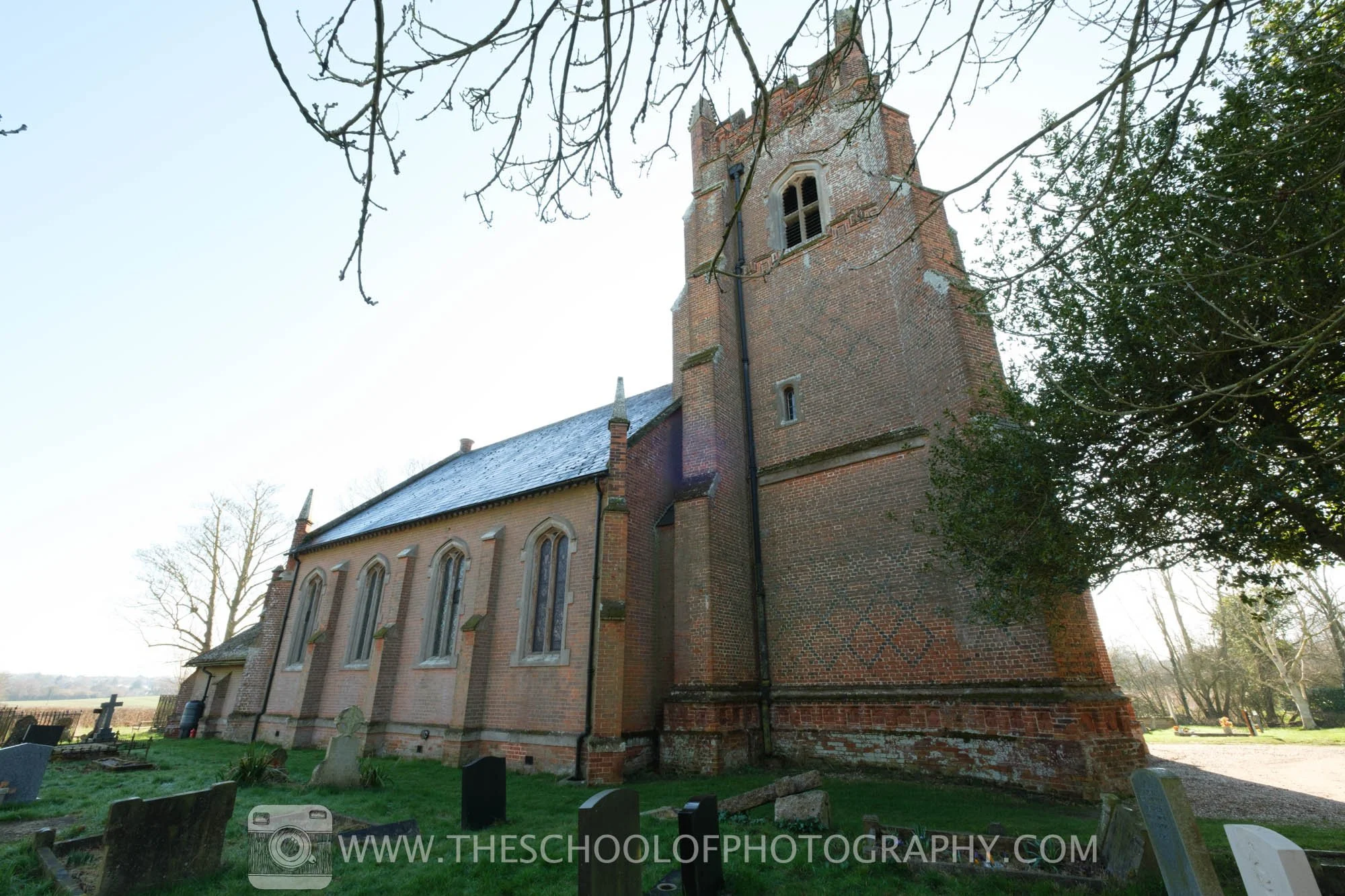 +2 stops bracketed exposure of the shaded side of a church for exposure bracketing