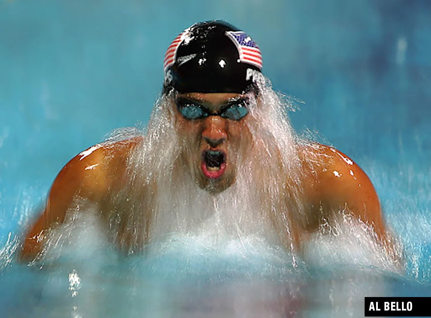 Michael Phelps Olympic moment by famous sport photographer Al Bello