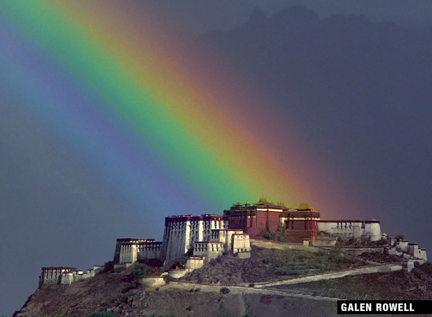 Rainbow over Potala Palace by Galen Rowell, Lhasa, Tibet.