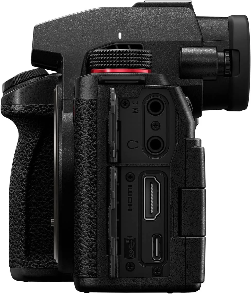 Panasonic Lumix S5 II mirrorless full-frame hybrid camera side view showing HDMI and microphone ports