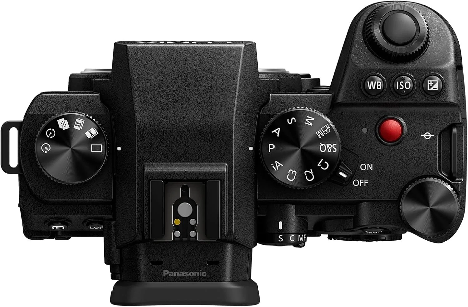 Panasonic Lumix S5 II mirrorless full-frame hybrid camera top view showing mode dial and controls