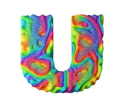Multi-coloured Letter U