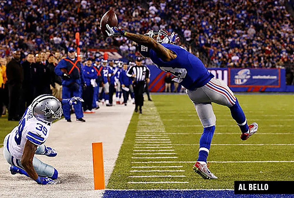 Odell Beckham Jr one-handed catch by famous sport photographer Al Bello