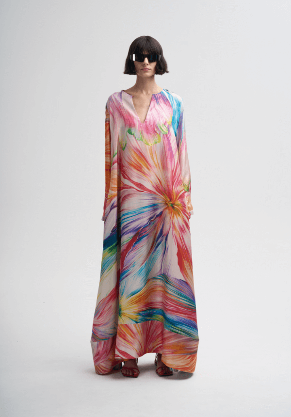 Abito Lungo in Seta Stampata