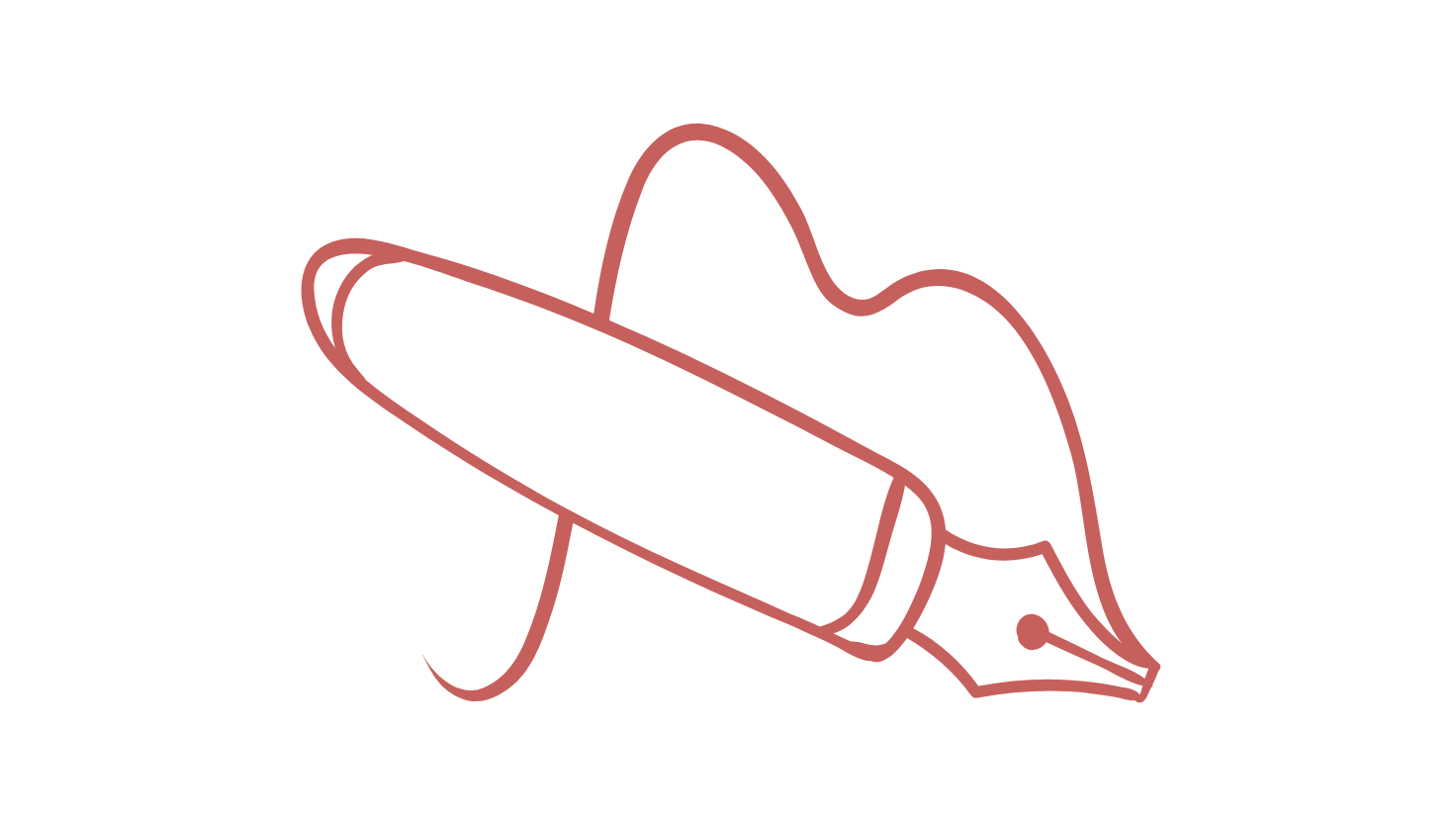 Illustratie van een vulpen en inktvlek.