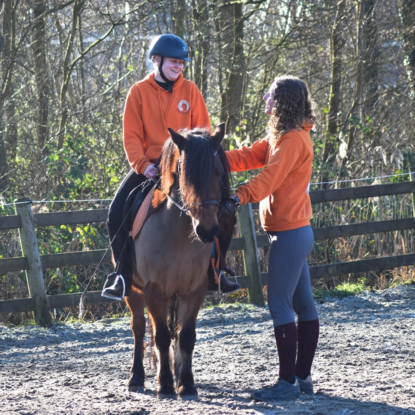 Ik geef les aan alle leeftijden. Vorige week stapte er een volwassen vrouw op Mowgli. Het lukte haar niet om hem in galop te krijgen. Haar oplossing: heel veel been geven, duwen met haar lichaam en overmatig zweep gebruik. We raakten in discussie, wa
