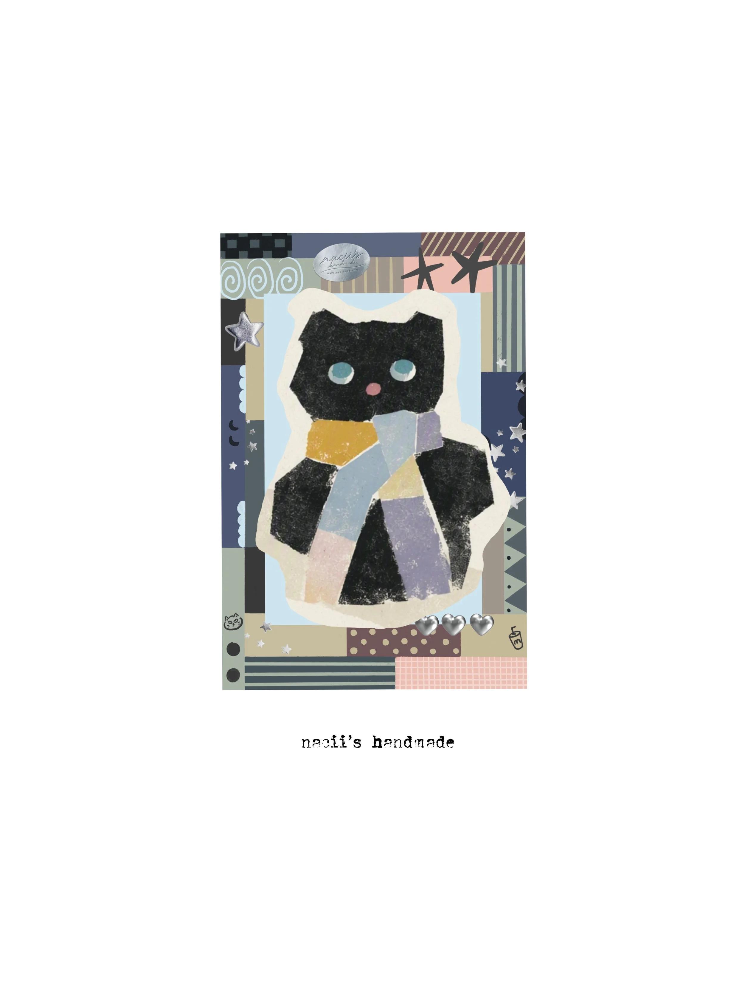 side-eye cat scarf handmade doll (15 cm)