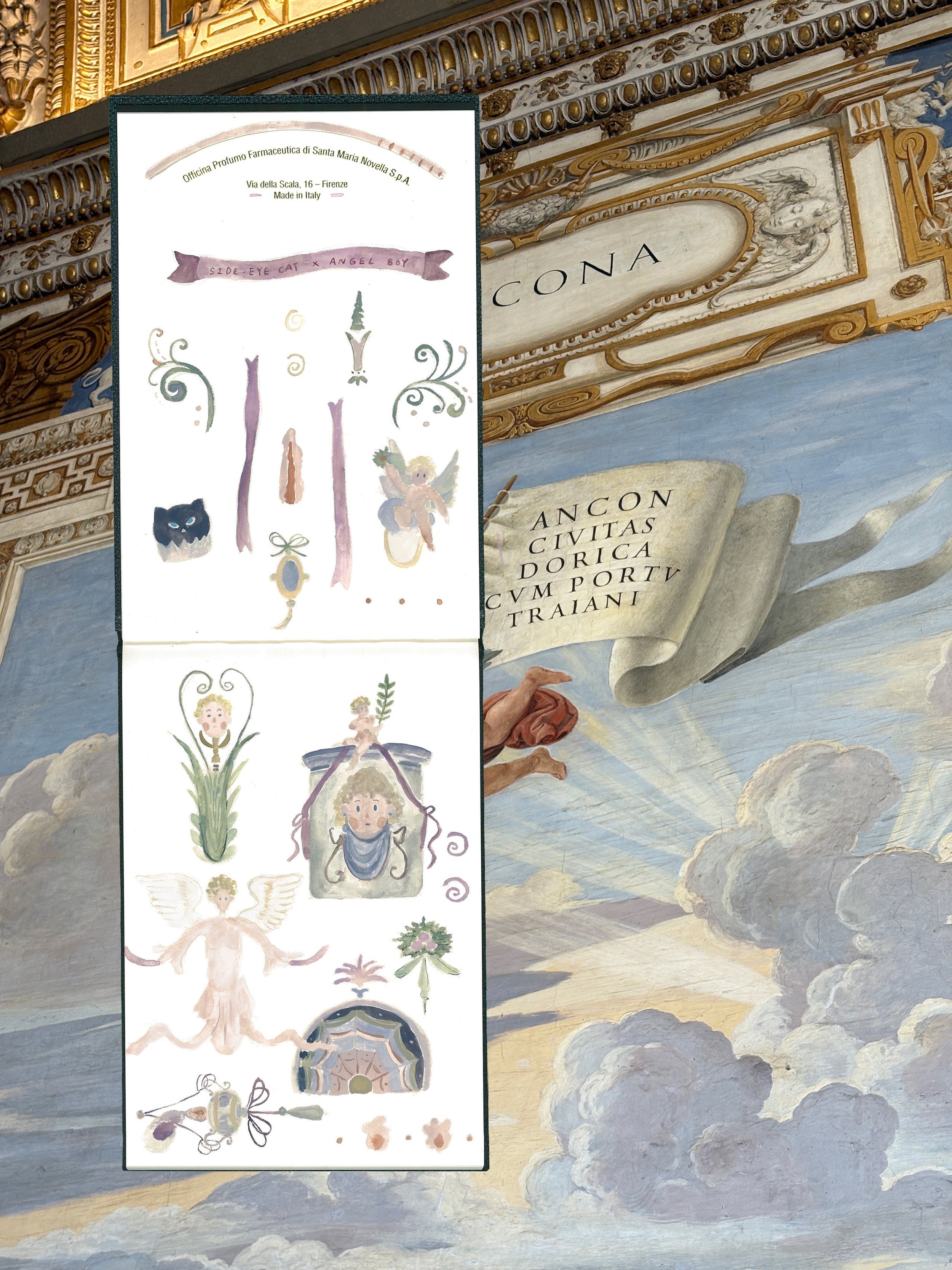 An angel fresco in the Vatican Museums.