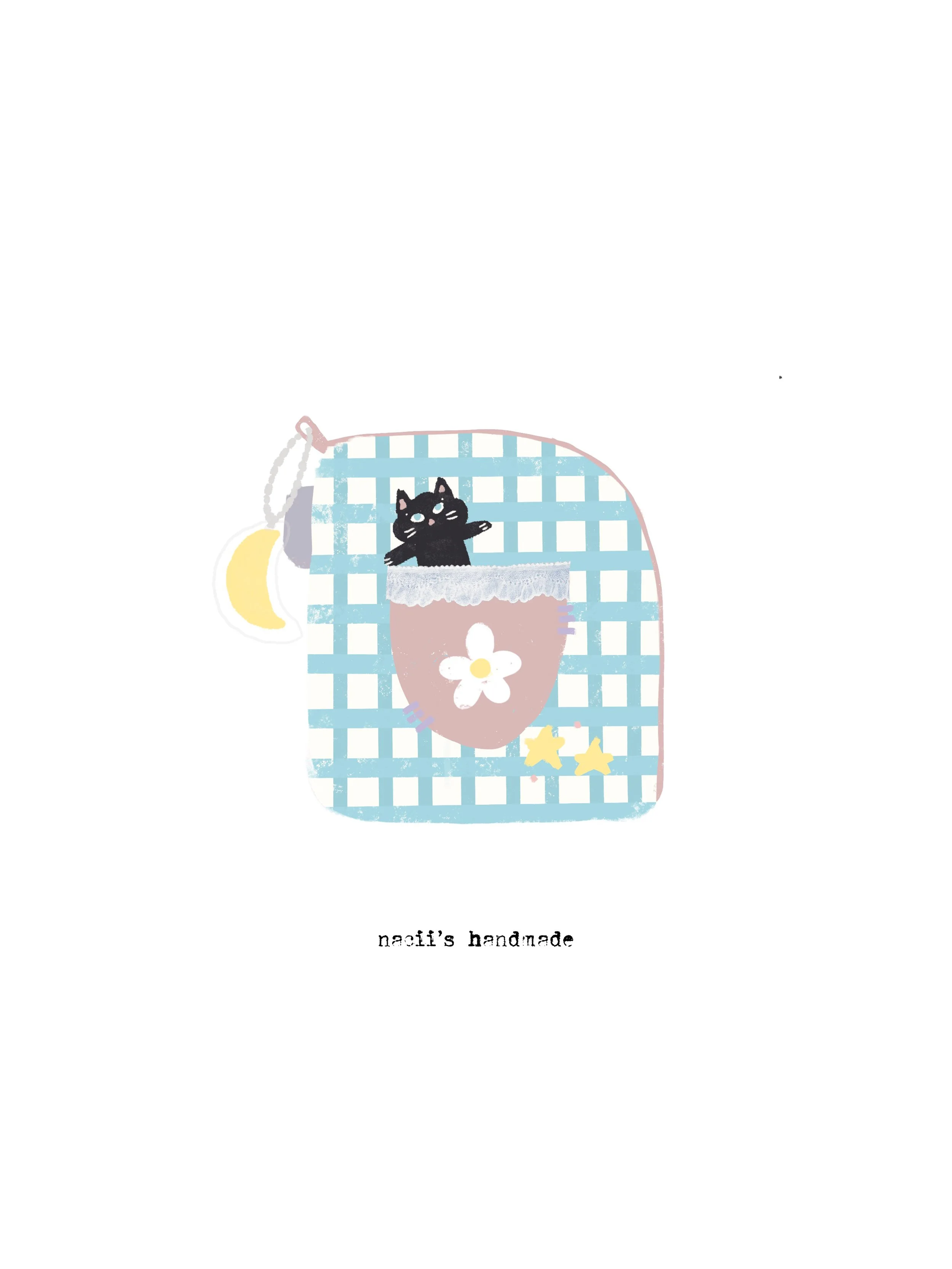 side-eye cat pocket handmade pouch (L)