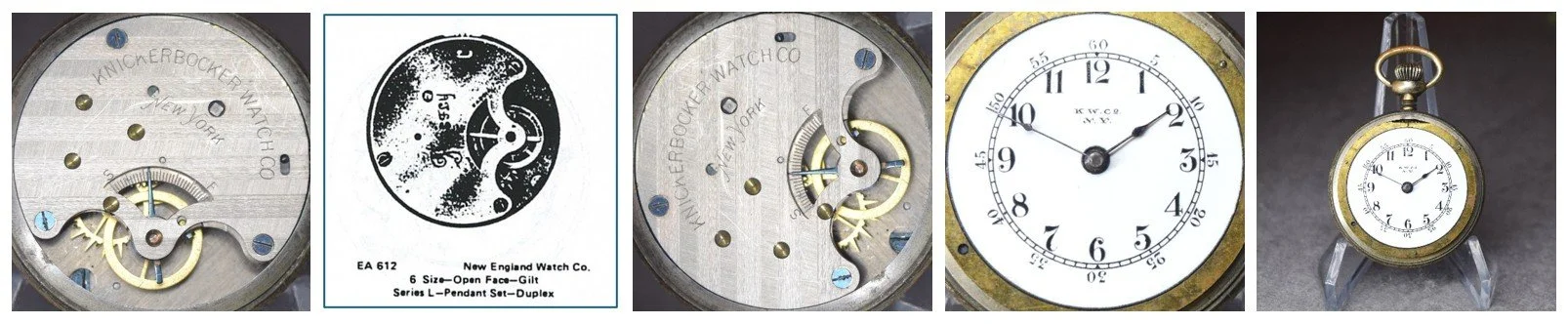 Compilation of top plate of subject movement oriented for ease of reading markings / Ehrhardt American (EA) numbered drawing / top plate oriented for ease of comparison to accompanying EA diagram / the movement’s dial