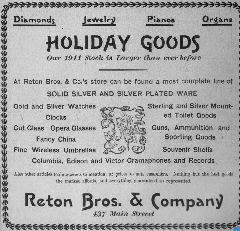 advertisement appeared in The Gazette and Stevens Point Journal on Wednesday Dec 13, 1911, on page 2.
