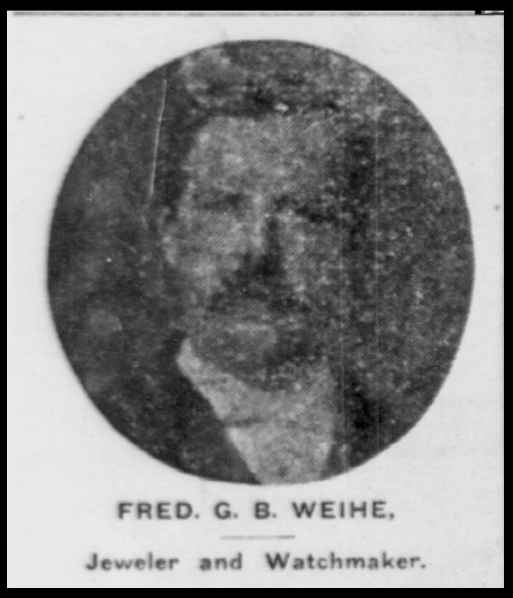 Newspaper portrait photo that accompanied the 1937 obituary of Fred G. B. Weihe