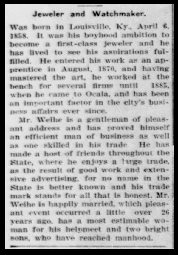 1937 obituary of Fred G. B. Weihe