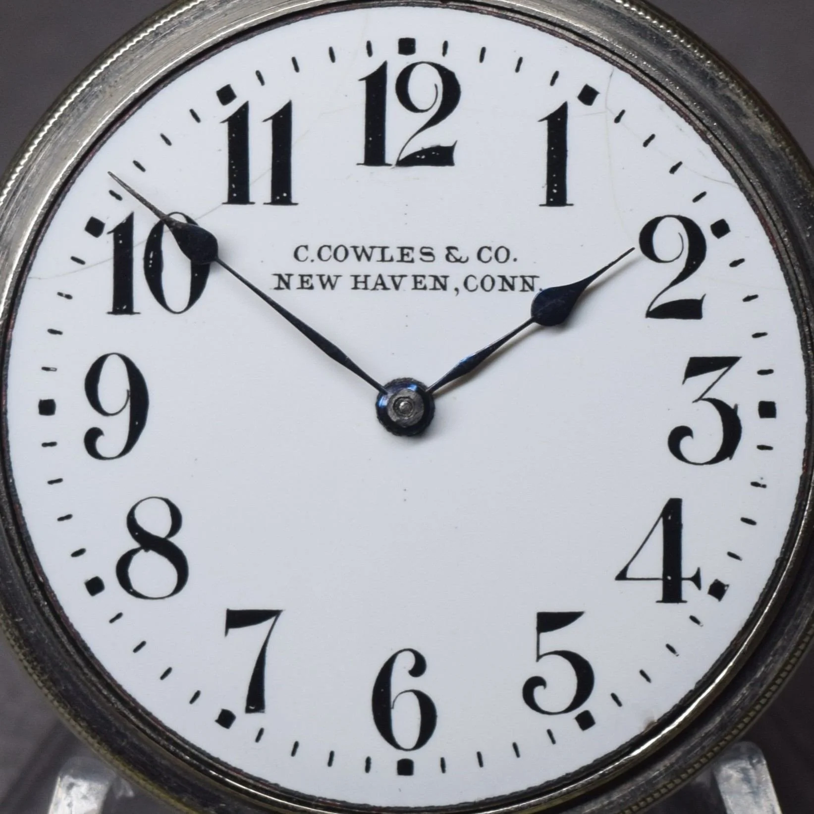 This photograph shows a high definition full diameter close up view of the movement’s dial.