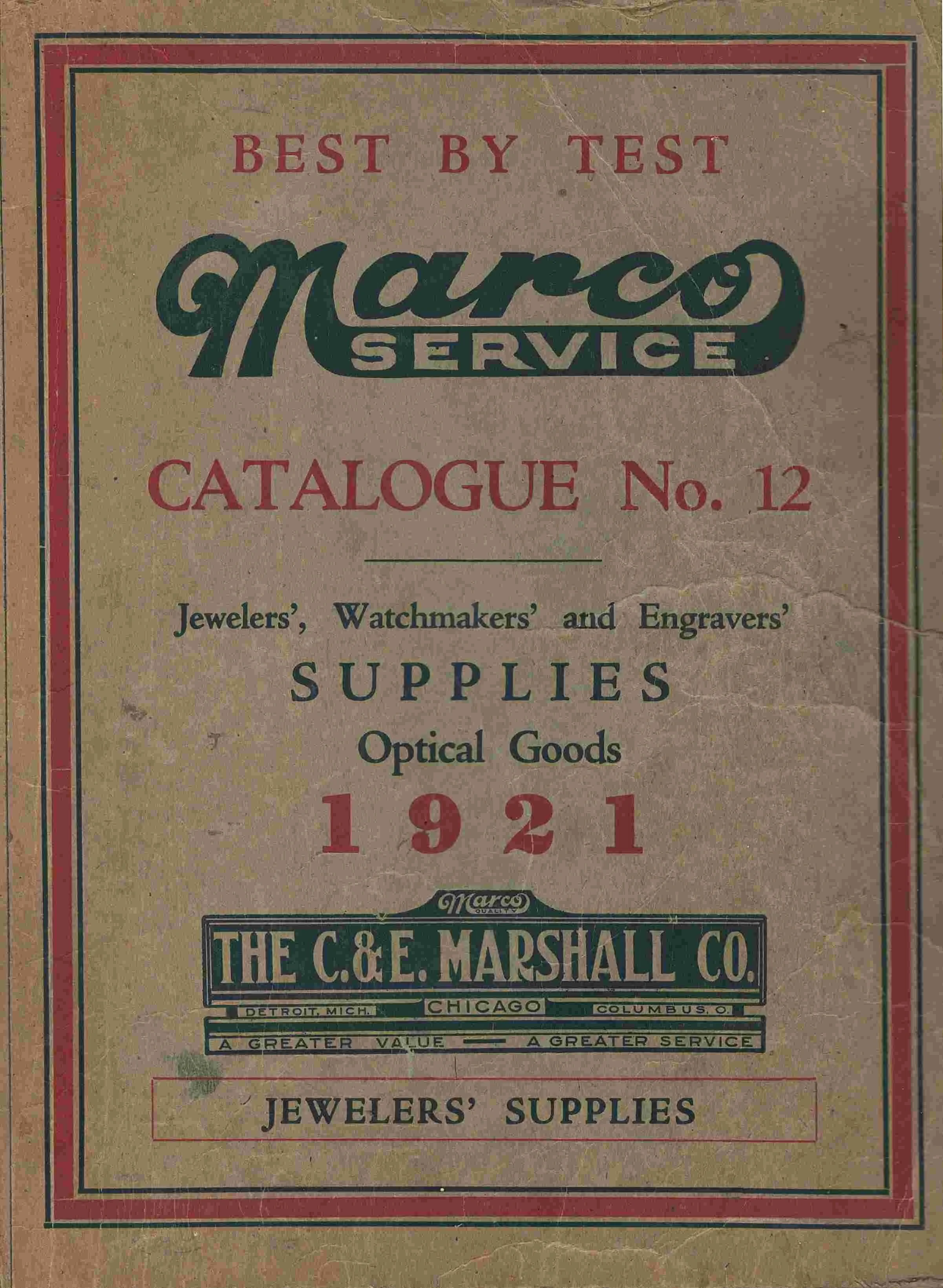 Front cover of 1921 Marco catalog No. 12