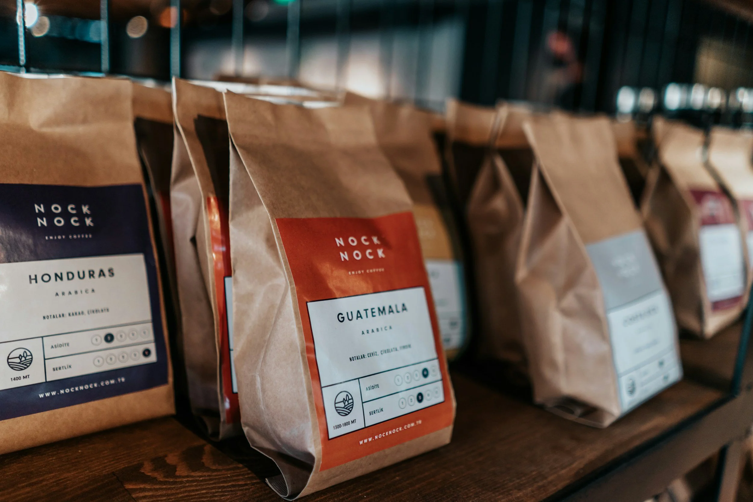 Coffee Beans In Labelled Bags